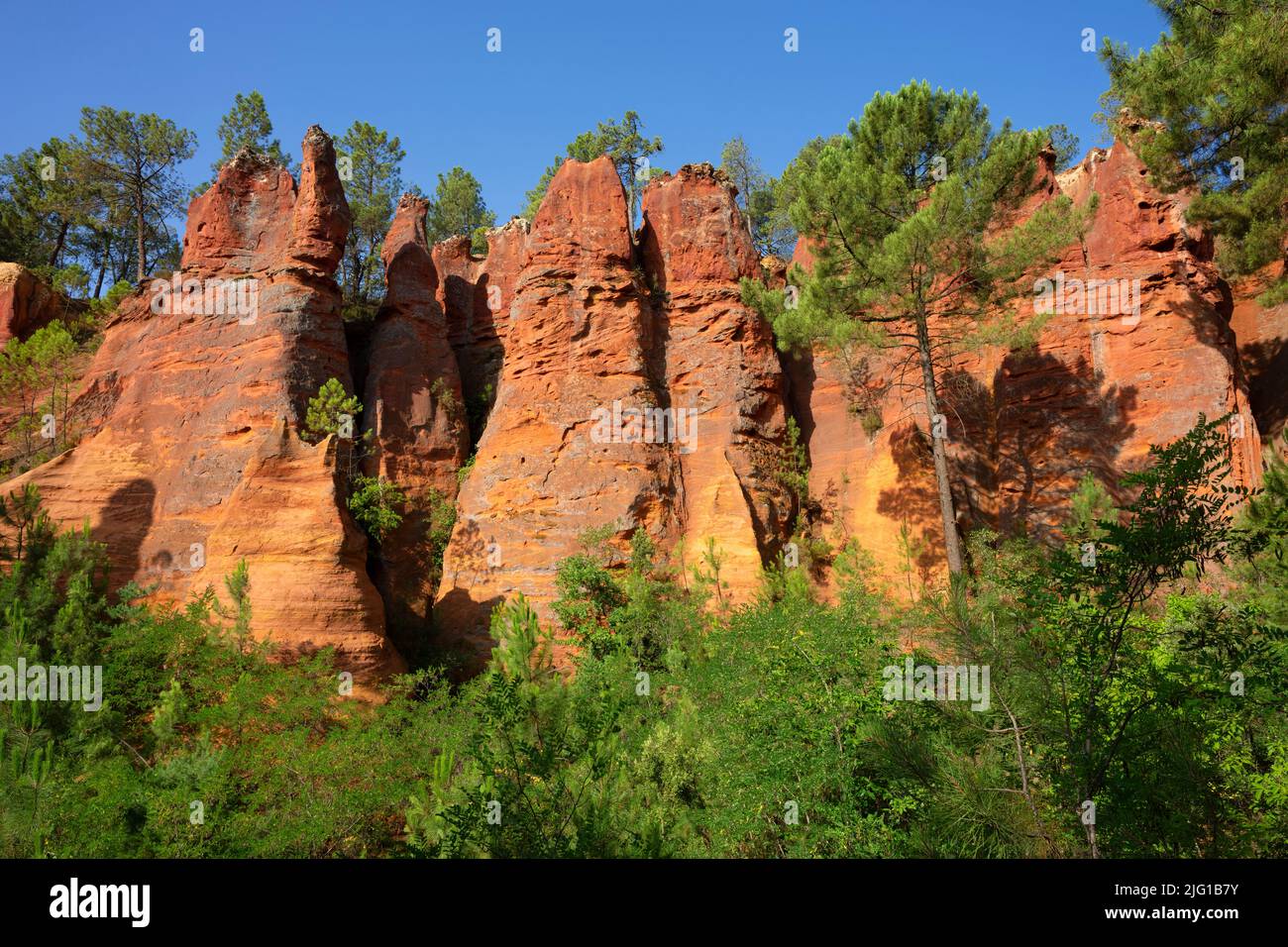 View of famous 'ocres de roussillon' in France, Europe Stock Photo