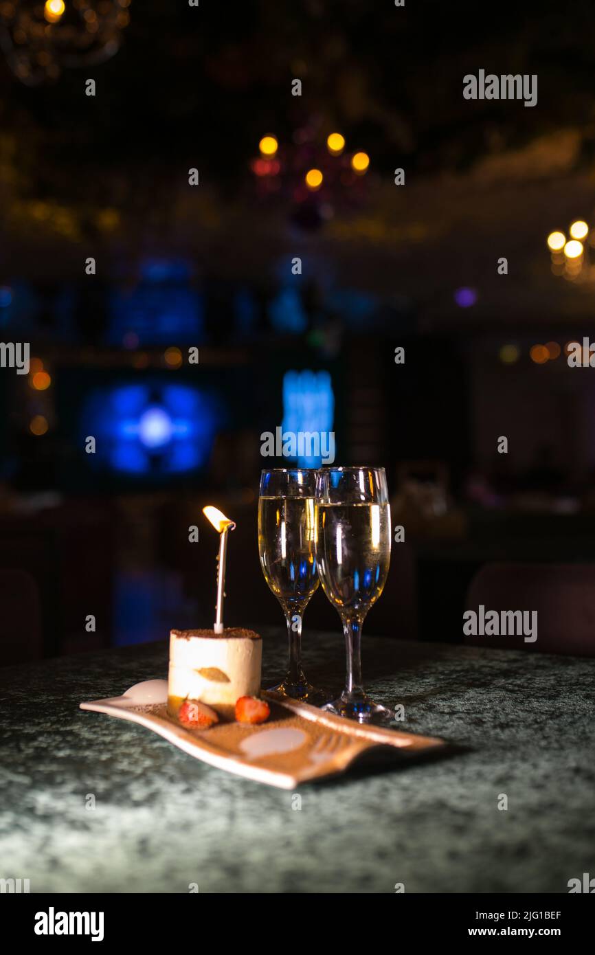 Romantic dinner two candles hi-res stock photography and images - Alamy