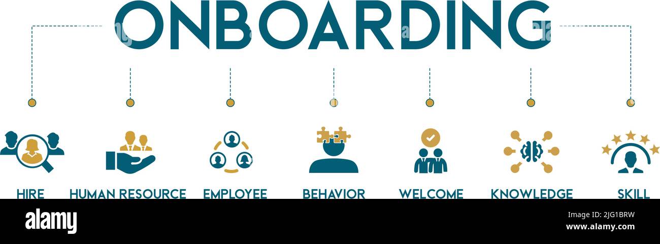 Onboarding banner web icon vector illustration concept for human resources business industry to introduce newly hired employee into an organization Stock Vector