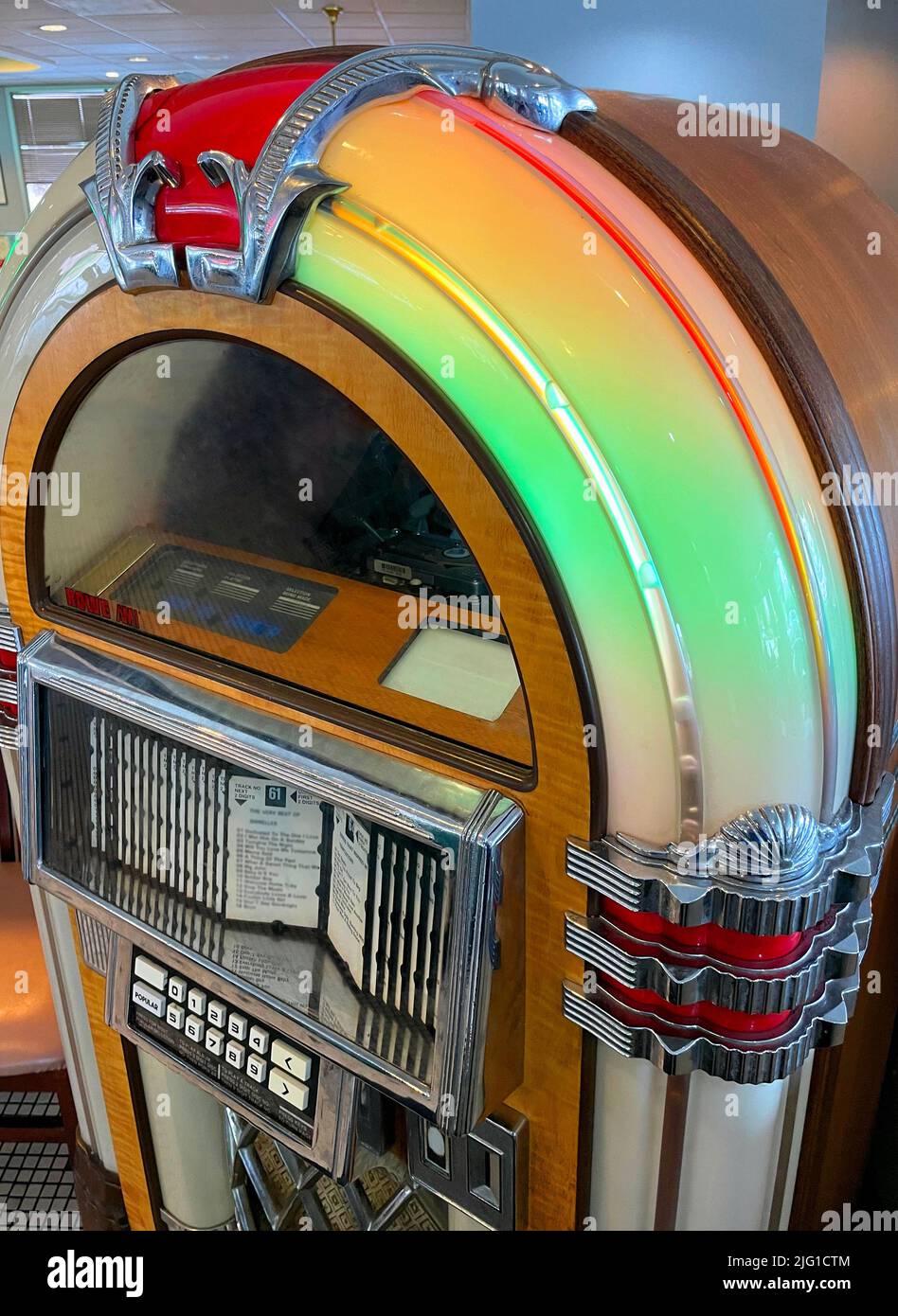 Modern jukebox in diner, 2022. Stock Photo