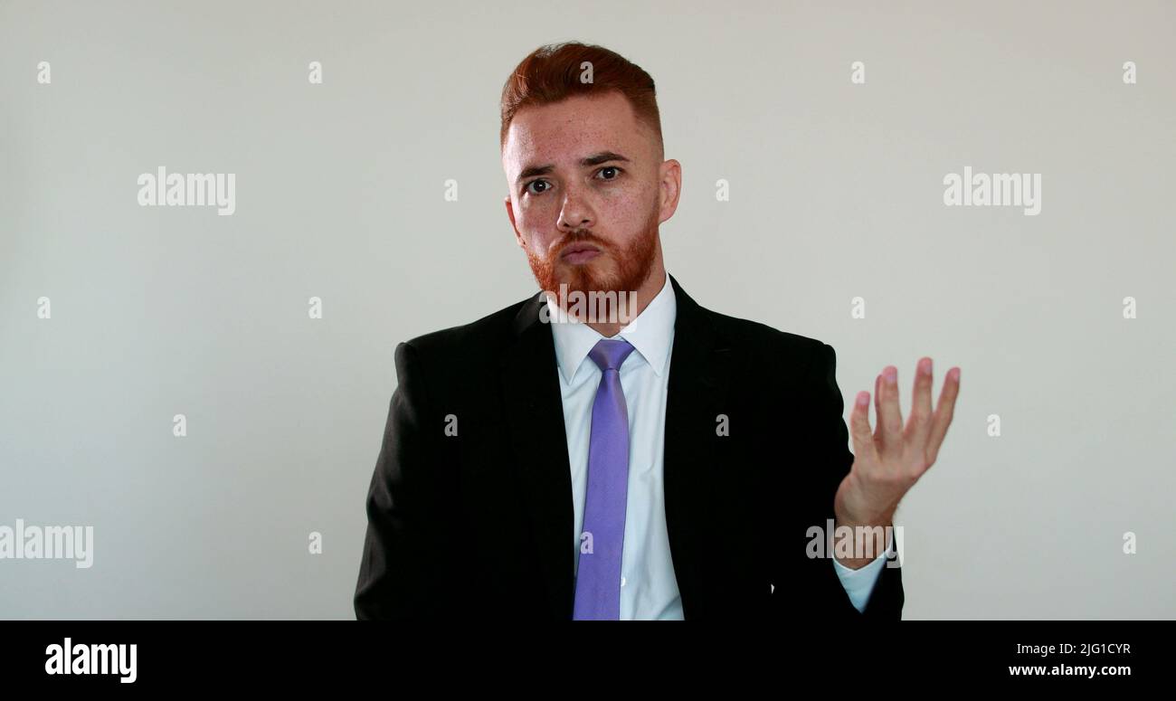 Upset man arguing camera hi-res stock photography and images - Alamy