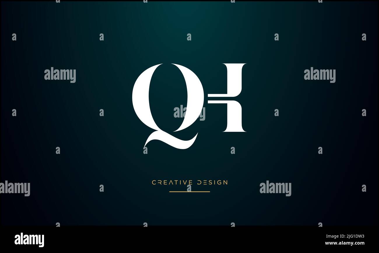 Alphabet Letters QH, HQ, Q or H Abstract Logo Icon Monogram Stock Vector