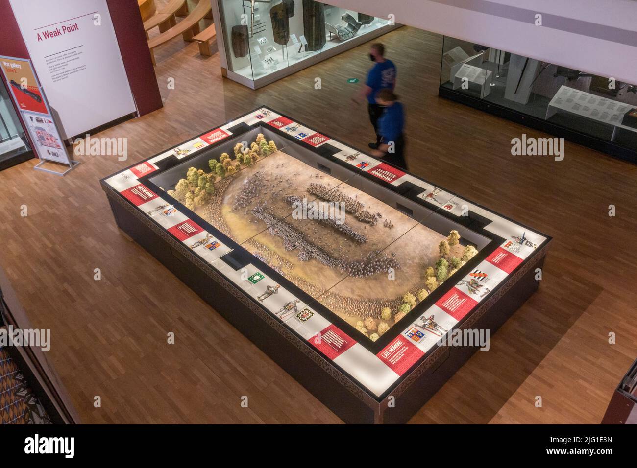 Looking down on the Battle of Agincourt diorama in the Royal Armouries
