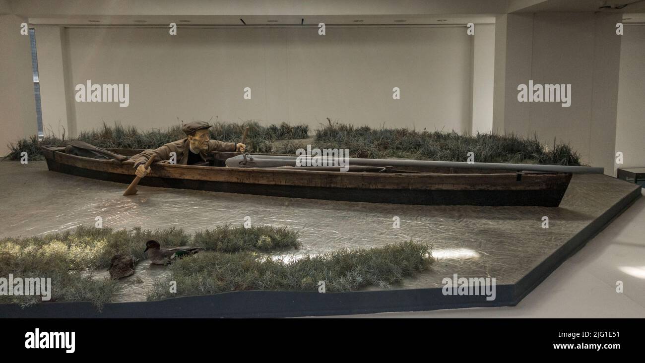A punt gun on display in the Royal Armouries, Leeds, Yorkshire, UK
