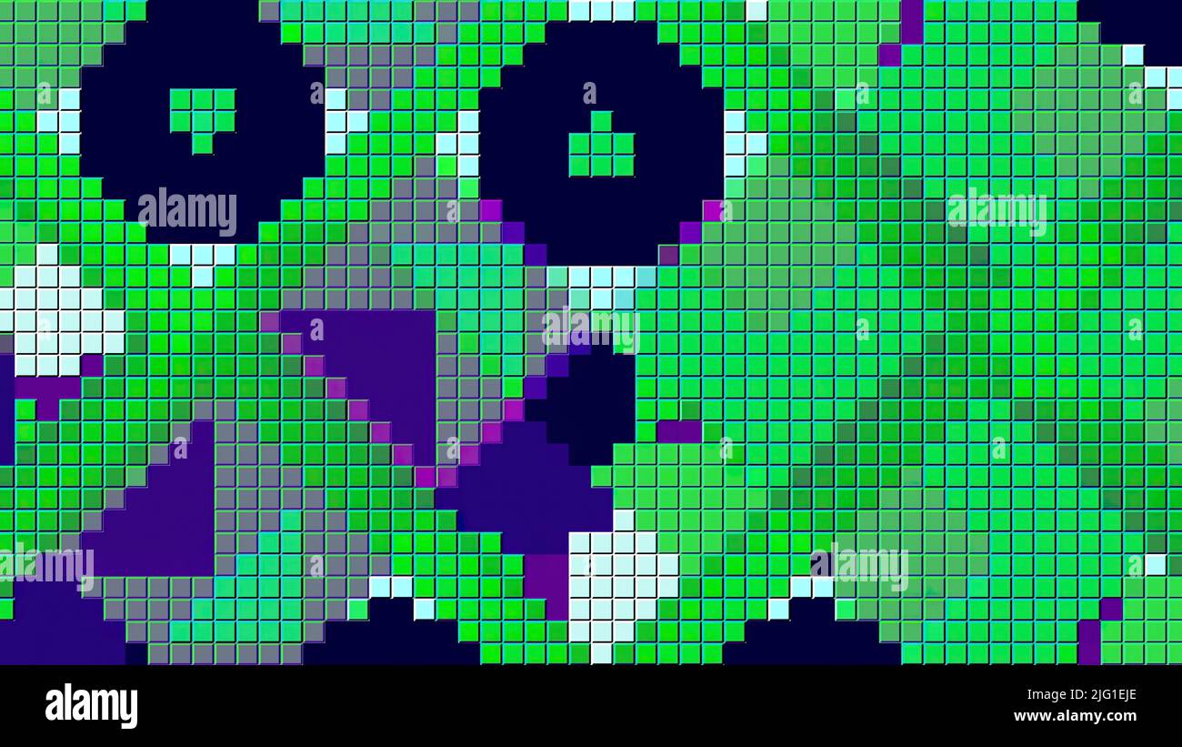 Drawings on a bright mosaic.Motion.Multicolored squares in abstraction ...