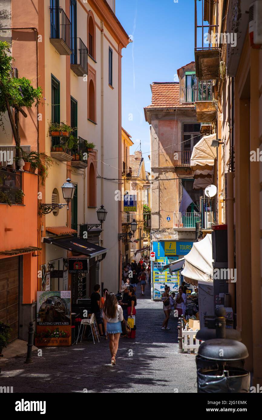 Alley with tourist shops in Sorrento (Via Torquato Tasso) Stock Photo