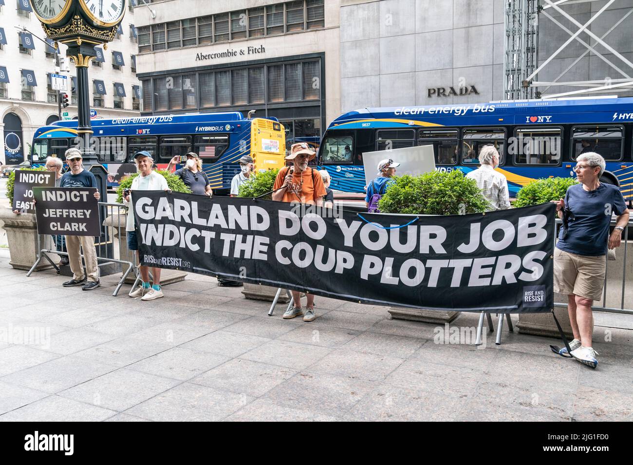 New York, NY July 6, 2022 A dozen of members of Rise and Resist