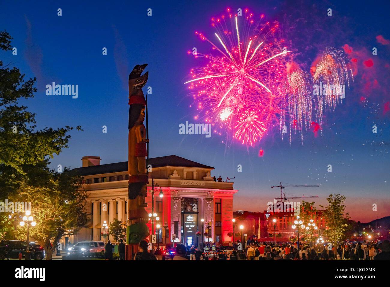 Canada Day fireworks, Victoria, British Columbia, Canada Stock Photo