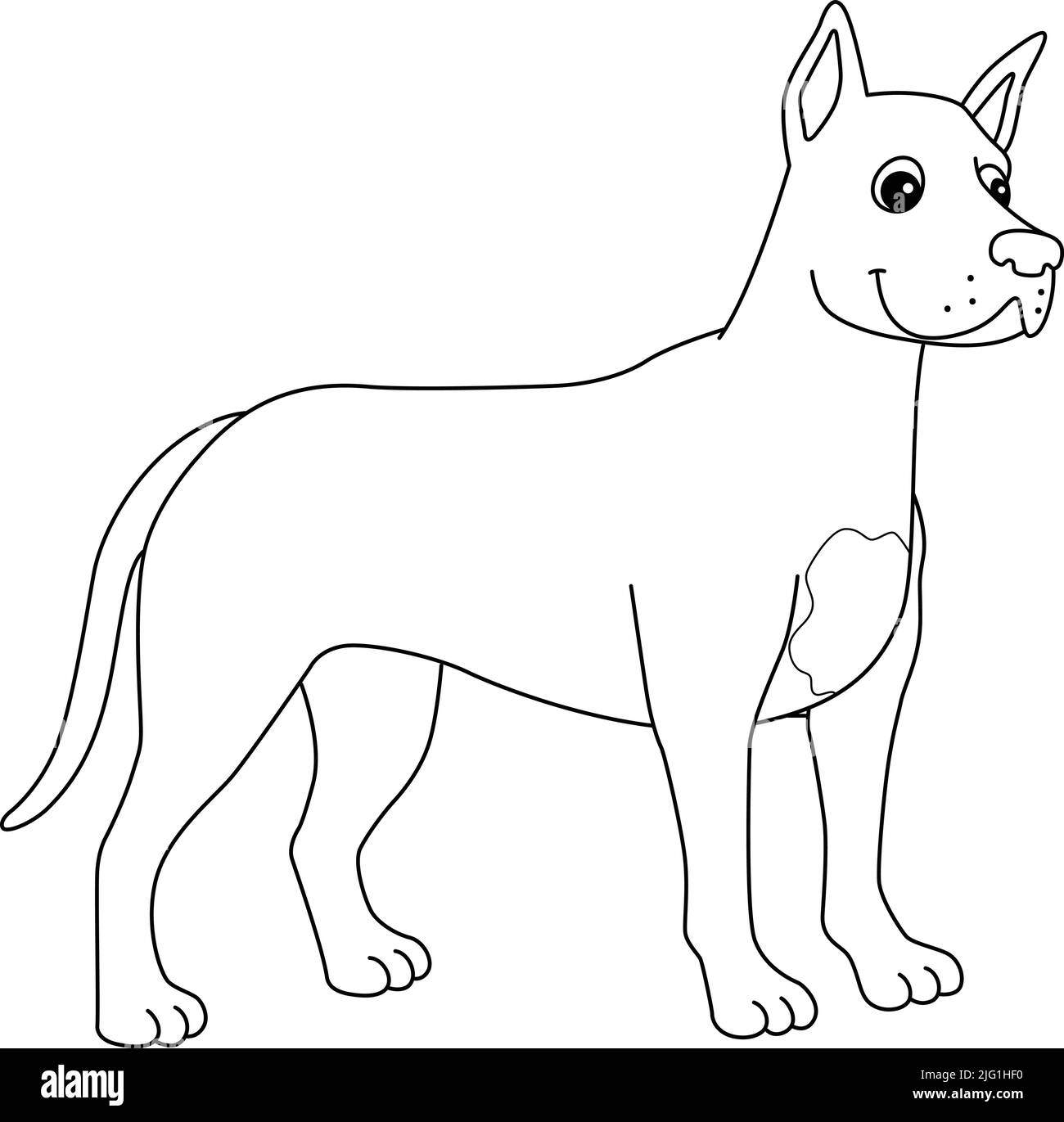 Great Dane Dog Isolated Coloring Page for Kids Stock Vector