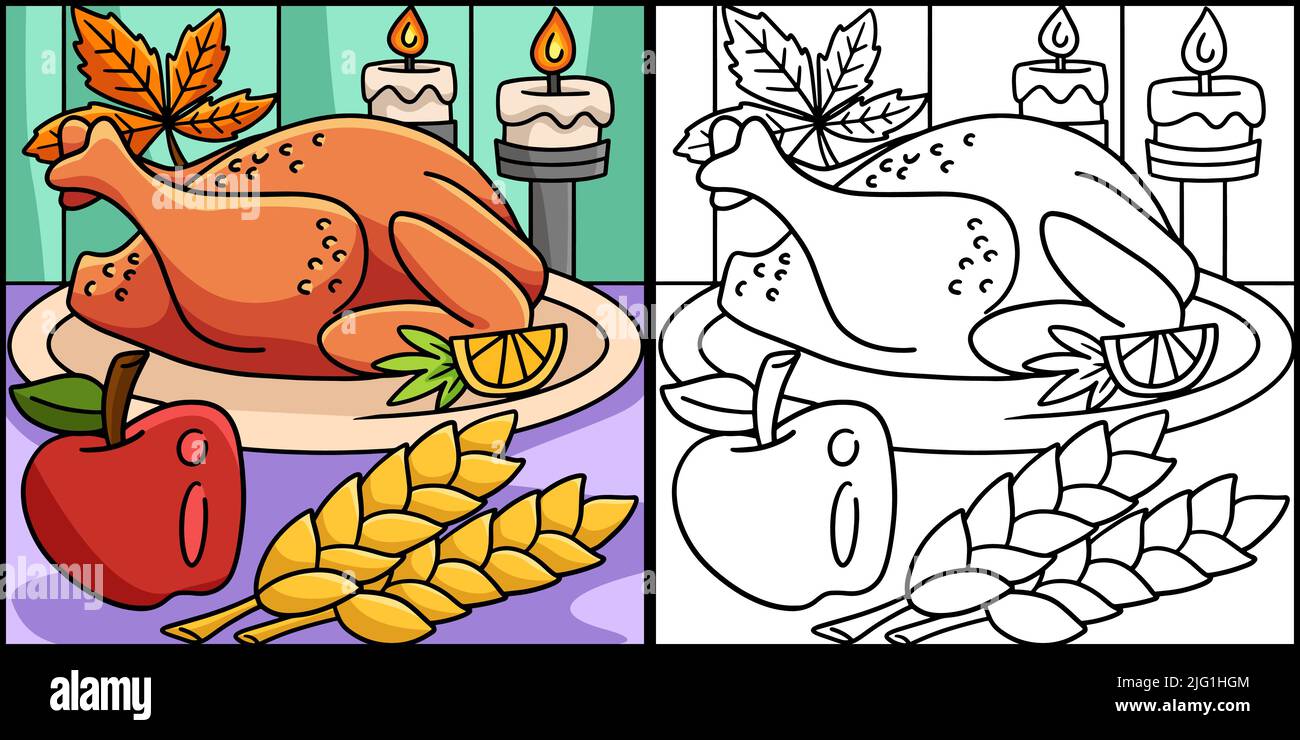 Thanksgiving Dinner Turkey Meal Illustration Stock Vector