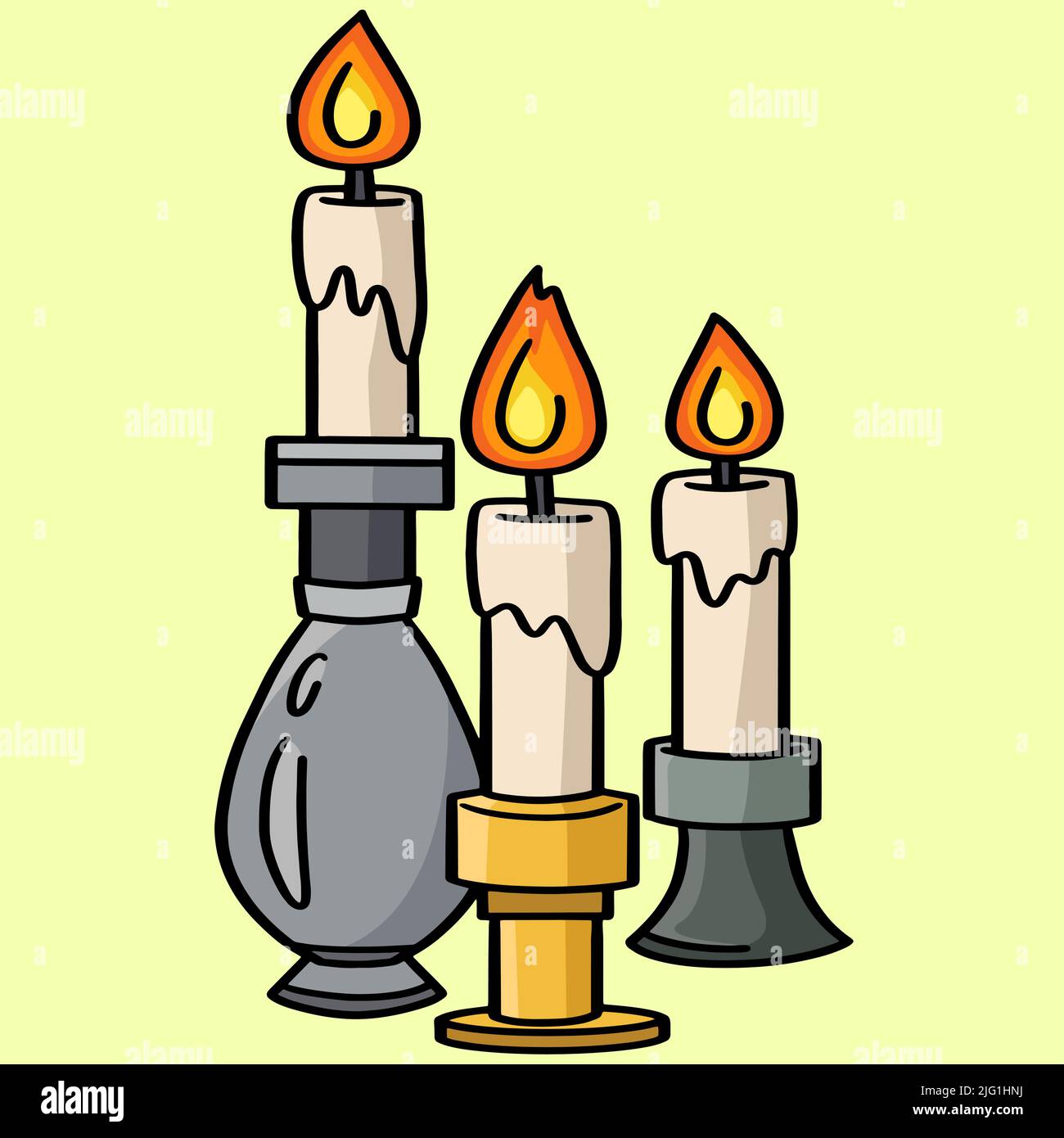 Thanksgiving Candle Centerpiece Colored Cartoon Stock Vector Image