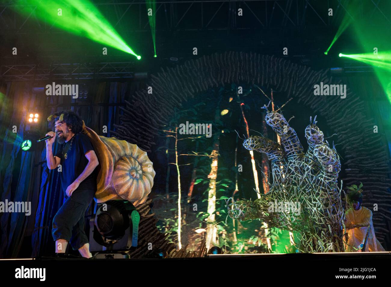Italian rapper Caparezza performs live Exuvia tour in Turin, Italy ...
