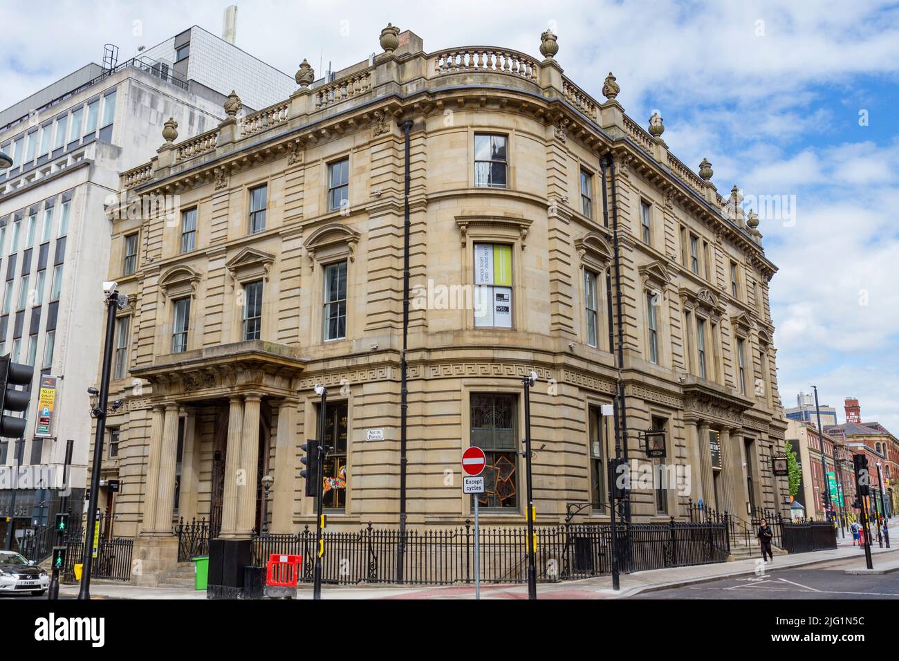 The Flight Club is the home of Social Darts, Sovereign House originally built in 1862 for The Bank of England, Leeds city centre, West Yorkshire, UK. Stock Photo