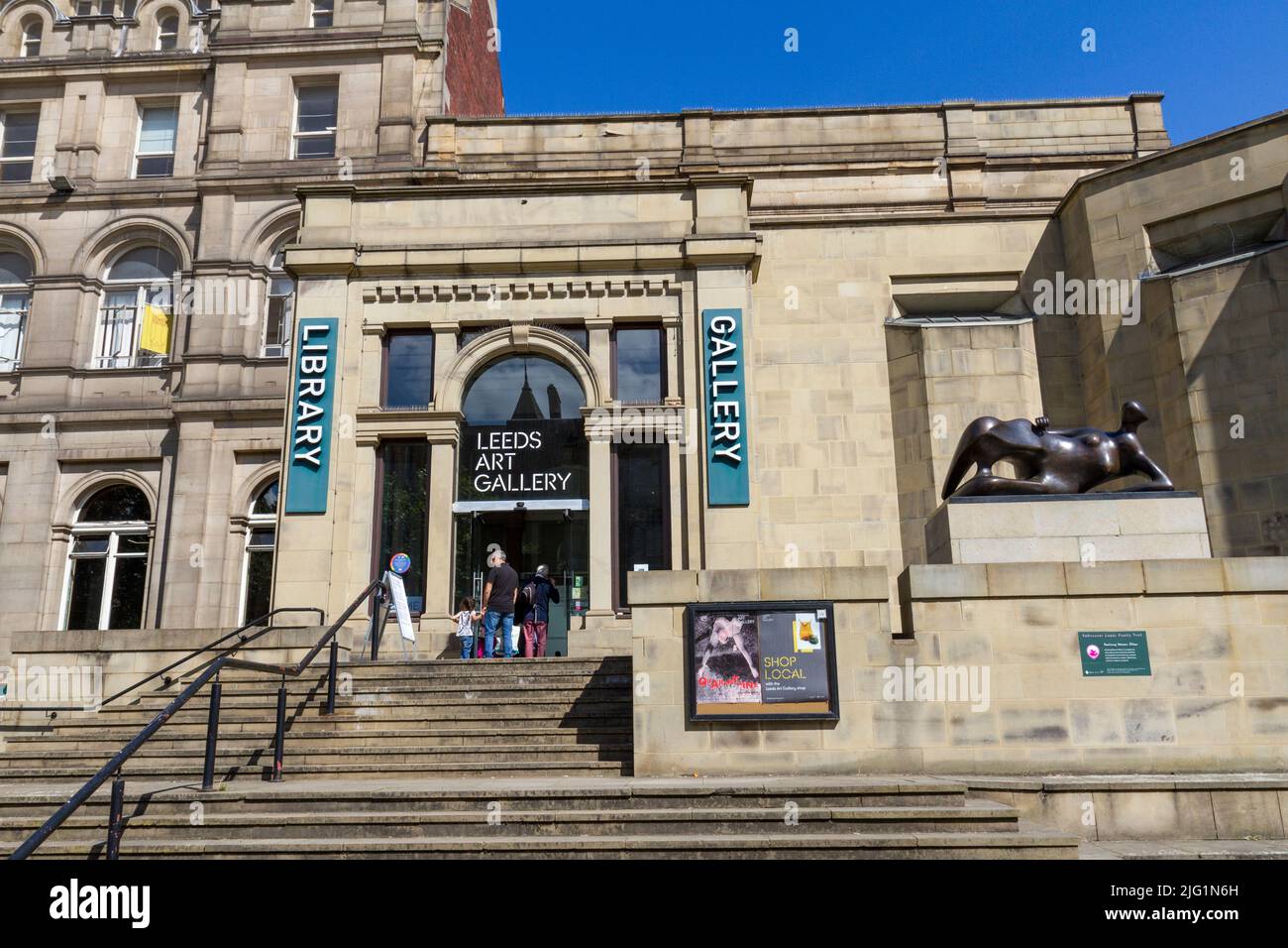 Main entrance and staircase to Leeds Art Gallery,  Leeds city centre, West Yorkshire, UK. Stock Photo