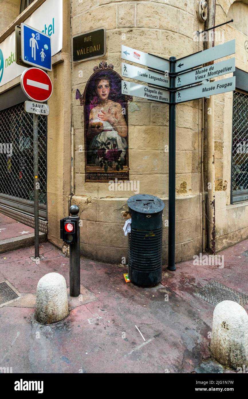 Mural on a street corner of Montpellier, France Stock Photo