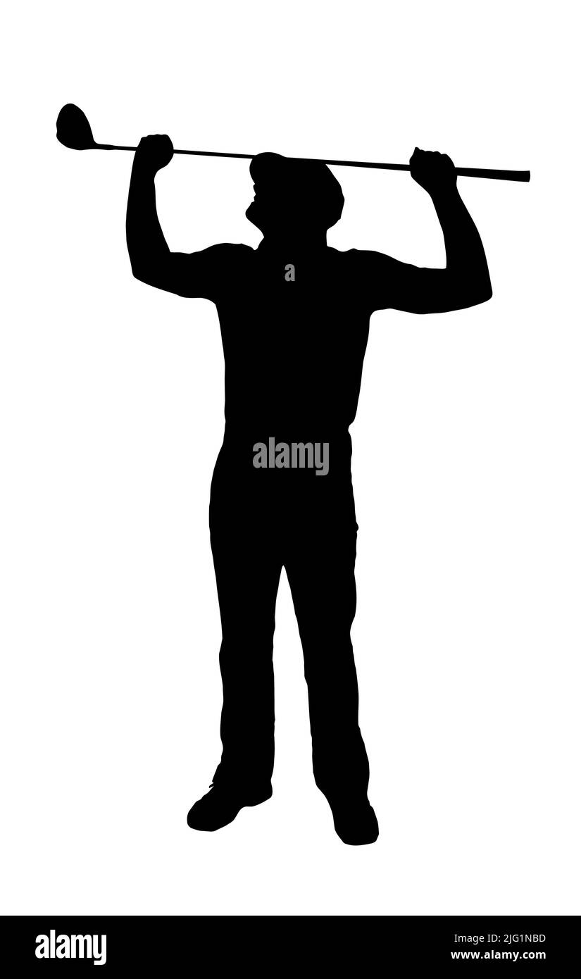 Disgusted Angry Golfer Series - Bad Tee Shot Holding Club Over Head Stock Vector