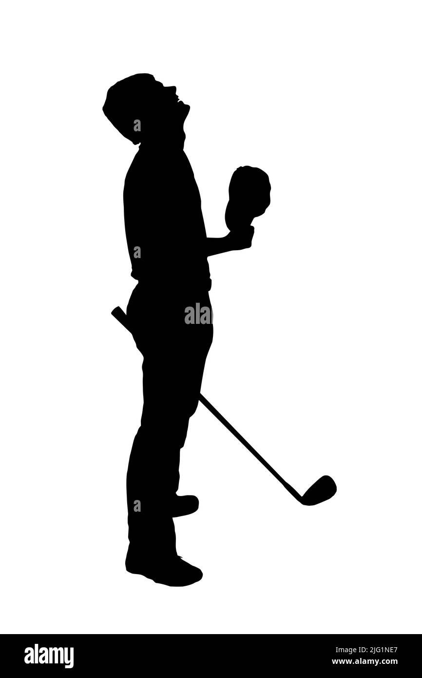 Disgusted Angry Golfer Series - Bad Iron Shot Player Looking Up Into Sky Stock Vector