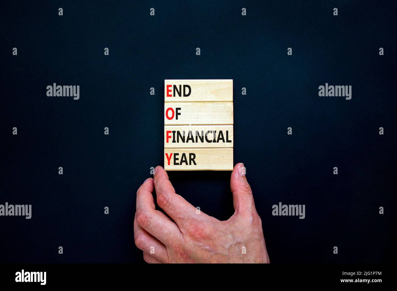 EOFY end of financial year symbol. Concept words EOFY end of financial