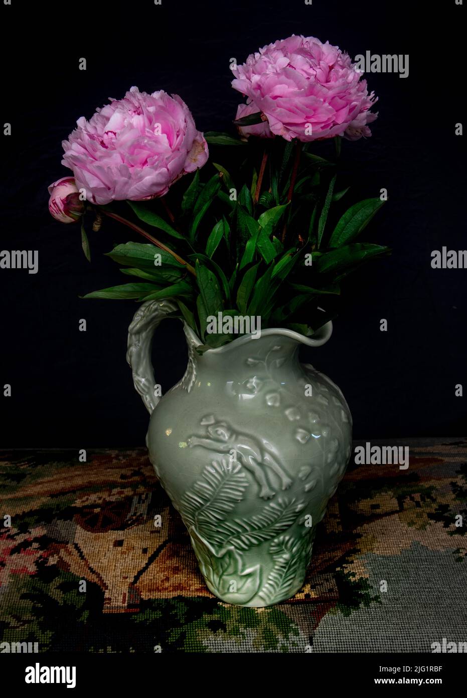 Peonies in Vase Stock Photo