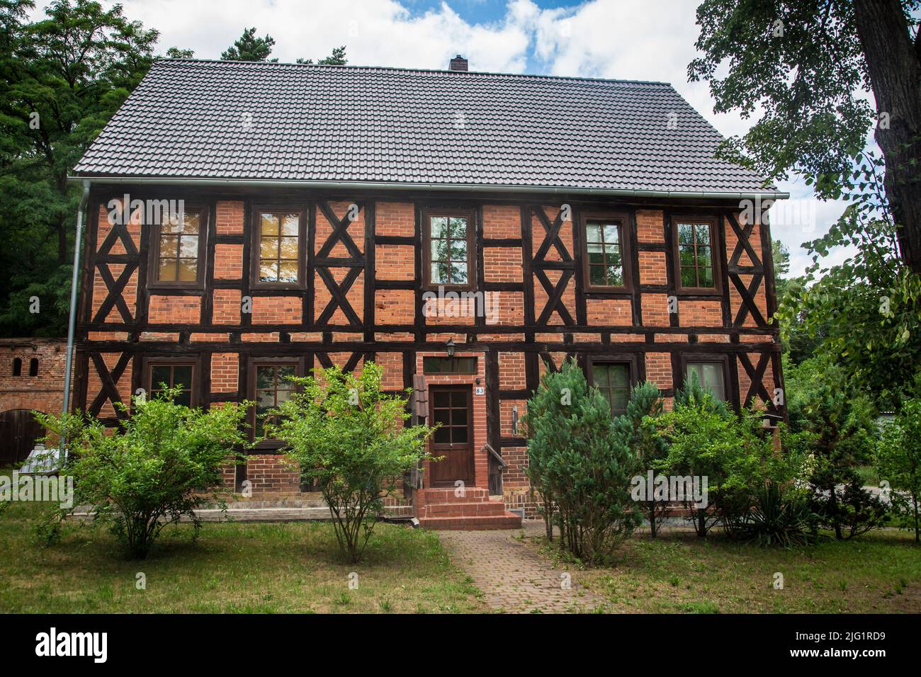 Halftimber house (Fachwerkhaus) in Bad Muskau, Saxony, Germany Stock