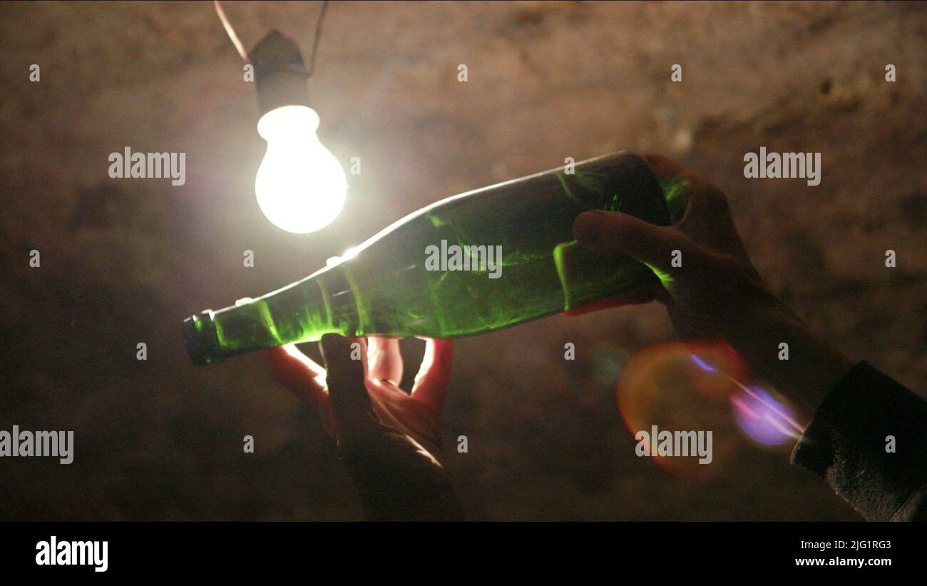 WINE BOTTLE, LIGHT BULB, A YEAR IN CHAMPAGNE, 2014 Stock Photo