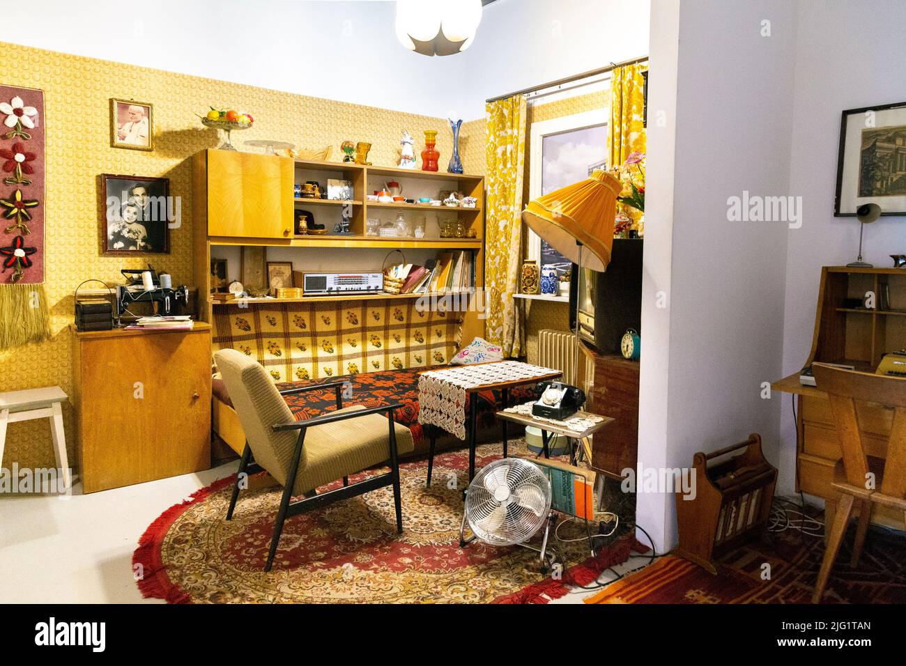 Interior of a typical communist era flat, Museum of Life in the Polish People's Republic (Muzeum Życia w PRL), Warsaw, Poland Stock Photo