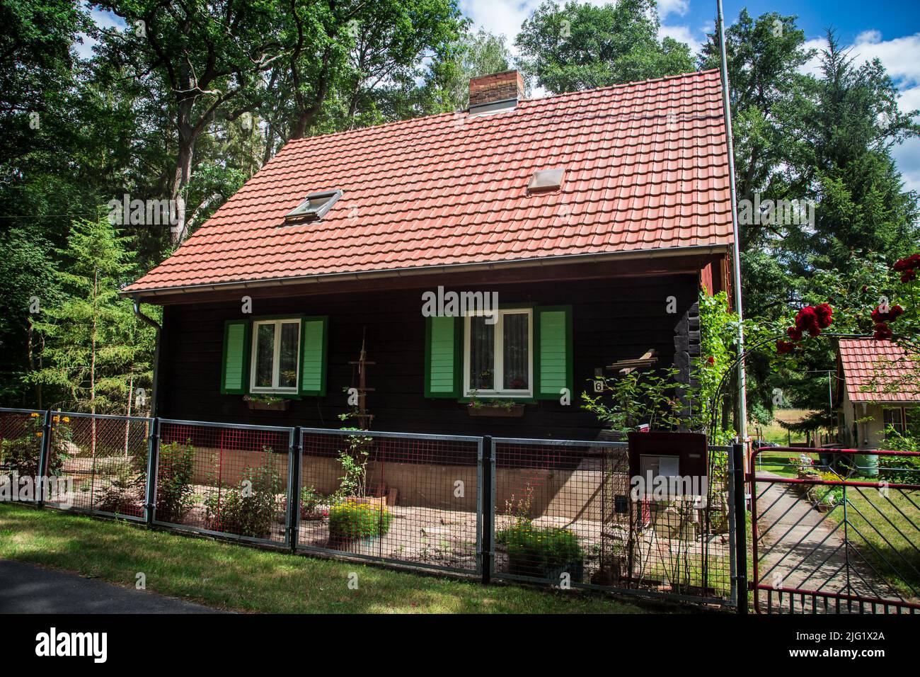 Wooden house in Brandenburg, Germany Stock Photo Alamy
