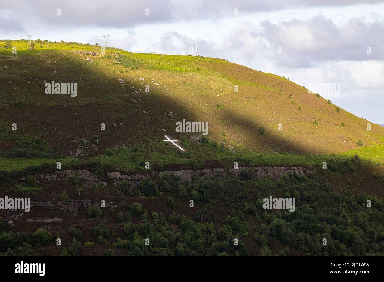 A view of Tonypandy from Clydach Vale in the Rhondda Valley, Wales on