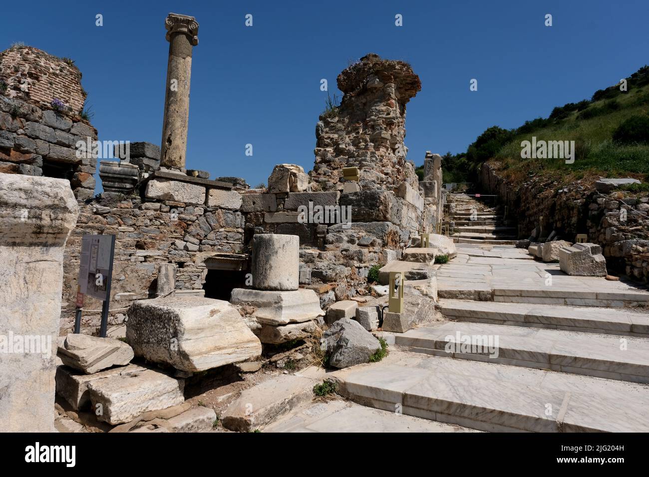 The Varius Bath amongst the ruins of the once great city of Ephesus in Turkey Stock Photo
