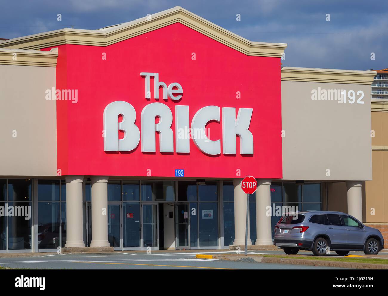 The Brick Store front. A Canadian retailer of furniture, mattresses, appliances and home electronics. HALIFAX, NOVA SCOTIA, CANADA - JUNE 2022 Stock Photo