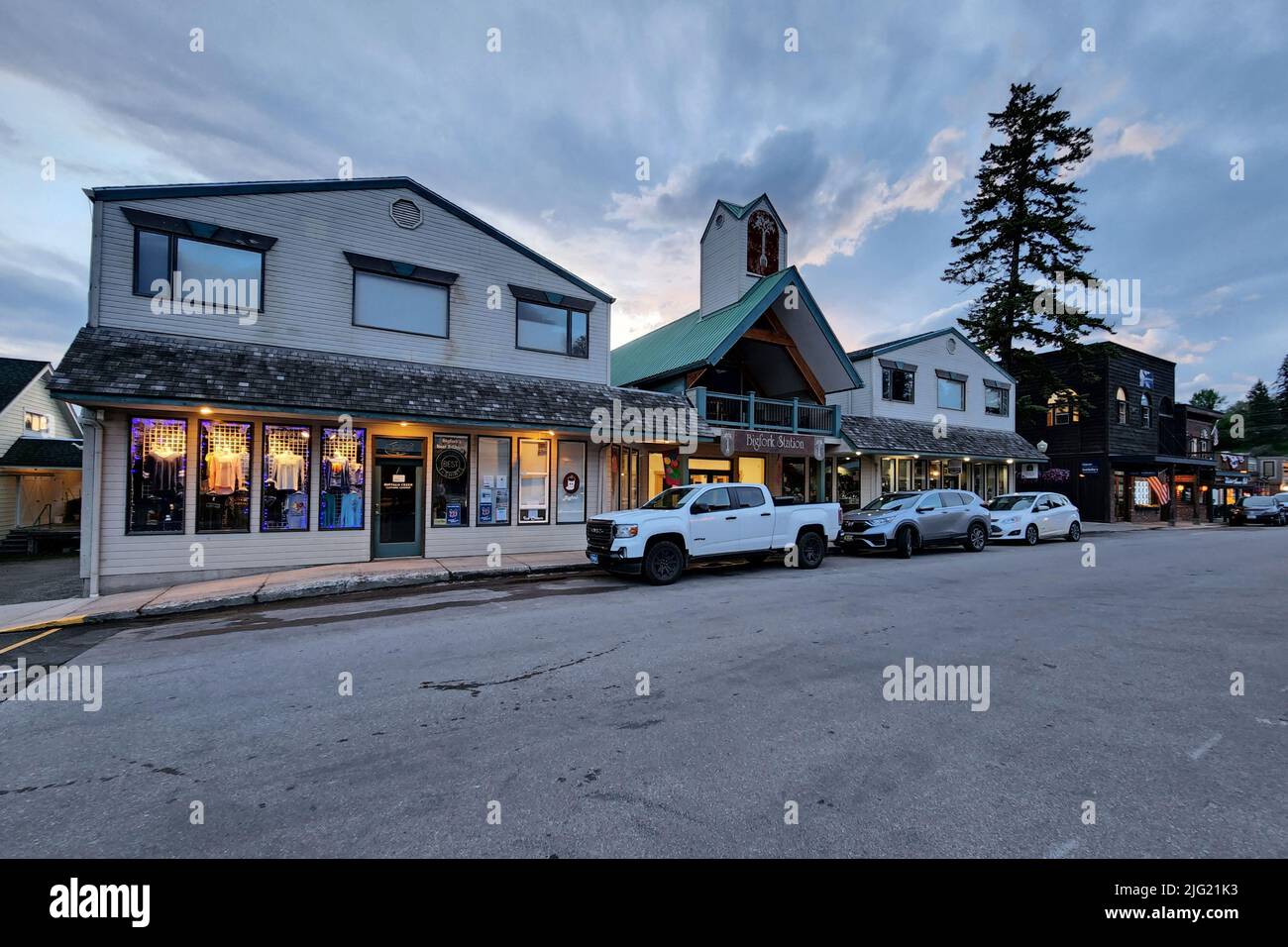 Bigfork, Montana 6212022 Street scene in downtown area in late