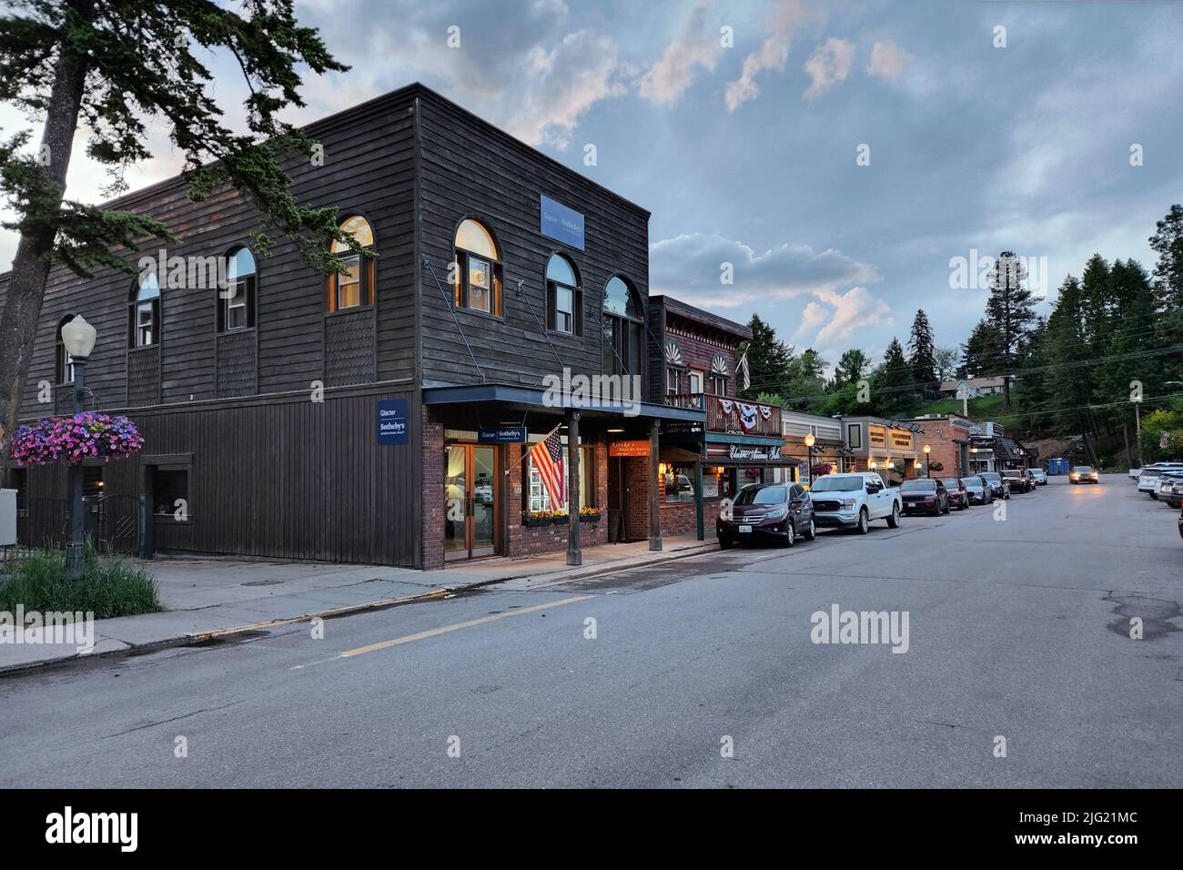 Bigfork, Montana 6212022 Street scene in downtown area in late