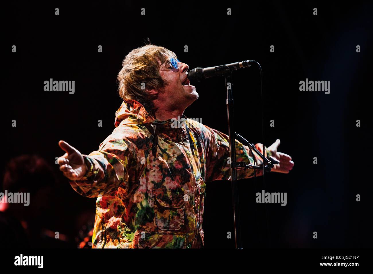 Foto del concerto di Liam Gallagher sul palco del Lucca Summer Festival in Italia Stock Photo