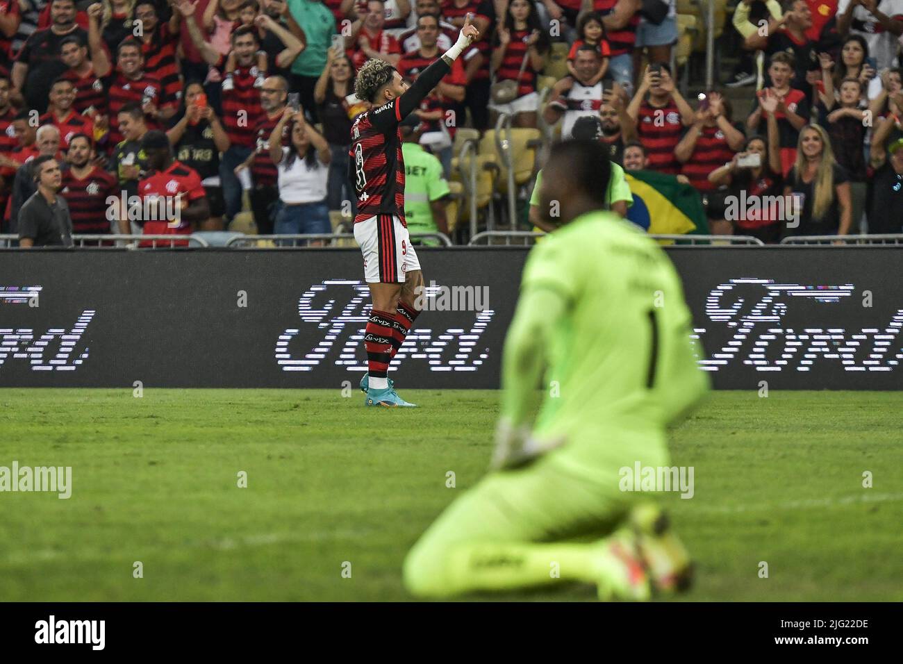 Rio De Janeiro, Brazil. 06th July, 2022. Gabriel Barbosa do Flamengo celebrates his goal during the match between Flamengo and Tolima (COL), for the round of 16 of the Copa Libertadores 2022, at the Maracana Stadium this Wednesday 06. 30761 (Marcello Dias/SPP) Credit: SPP Sport Press Photo. /Alamy Live News Stock Photo