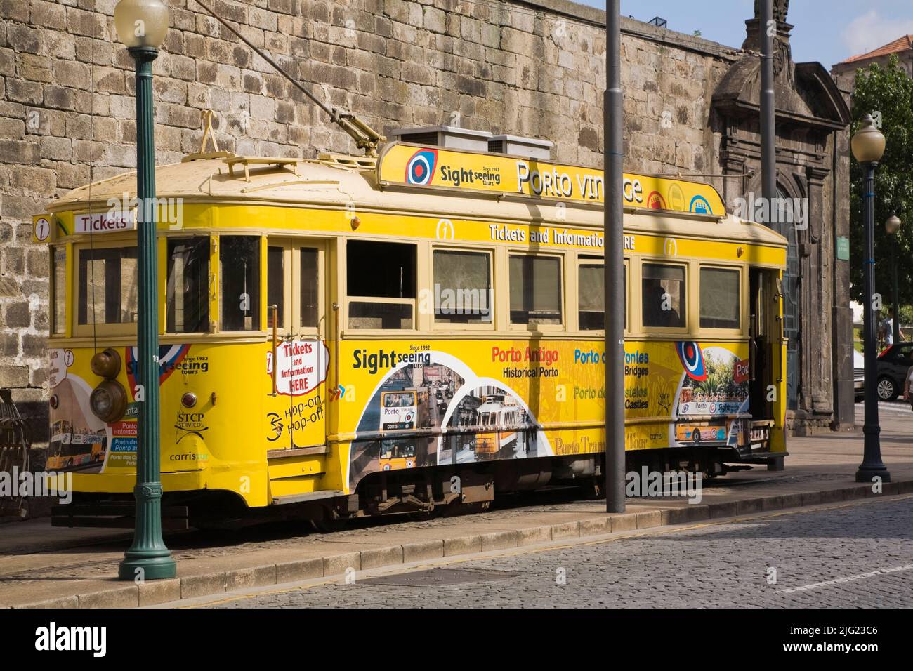 Sightseeing Trolley car in Porto, Portugal Stock Photo Alamy