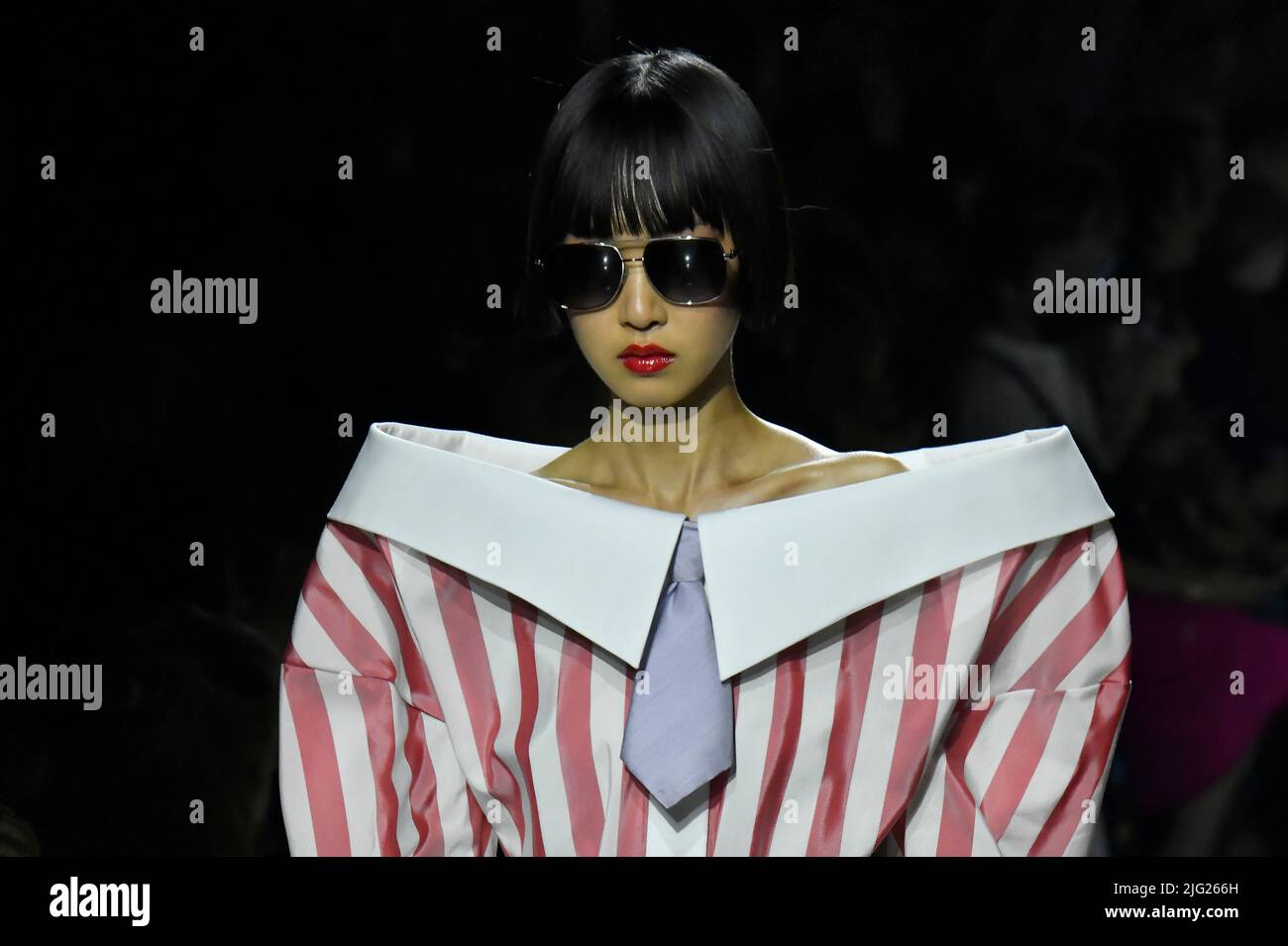 A model walks on the runway at the Viktor and Rolf fashion show during Fall Winter 20222023