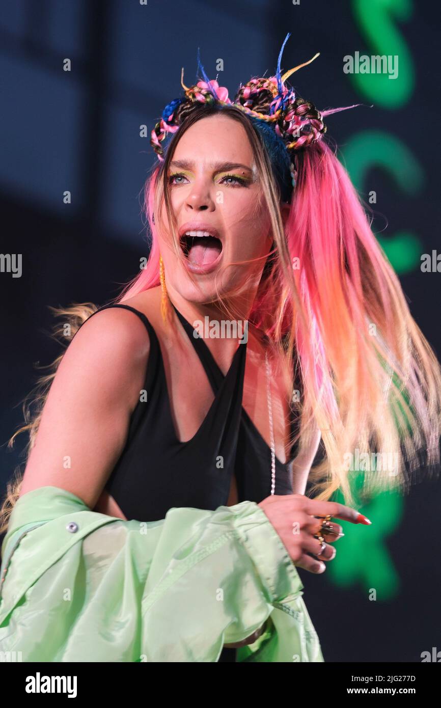 Madrid, Spain. 07th July, 2022. Singer Belinda Peregrín Schüll, known as Belinda performs at the