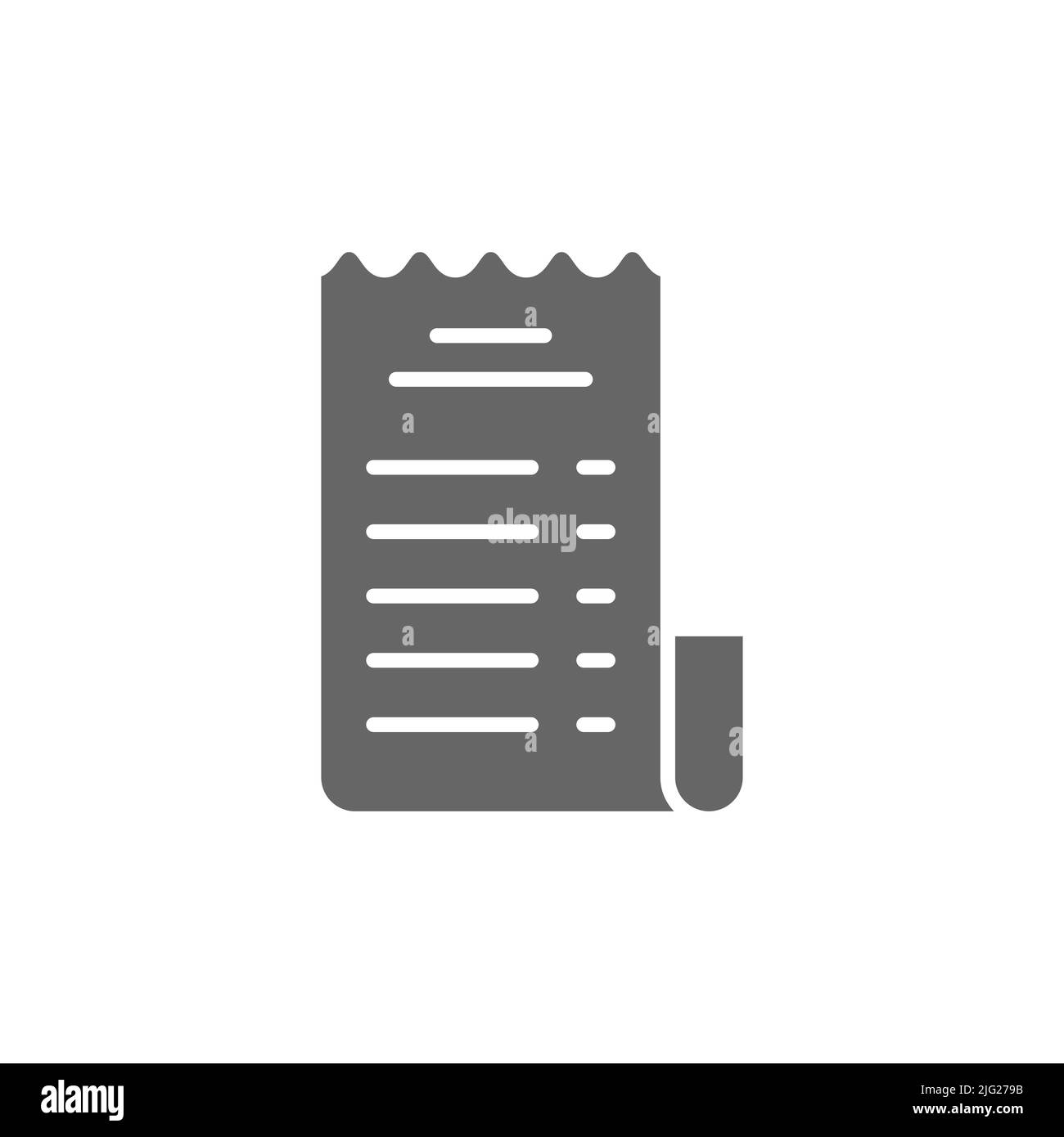 paper check receipt glyph icon, outline vector sign, linear pictogram isolated on white. logo illustration Stock Vector
