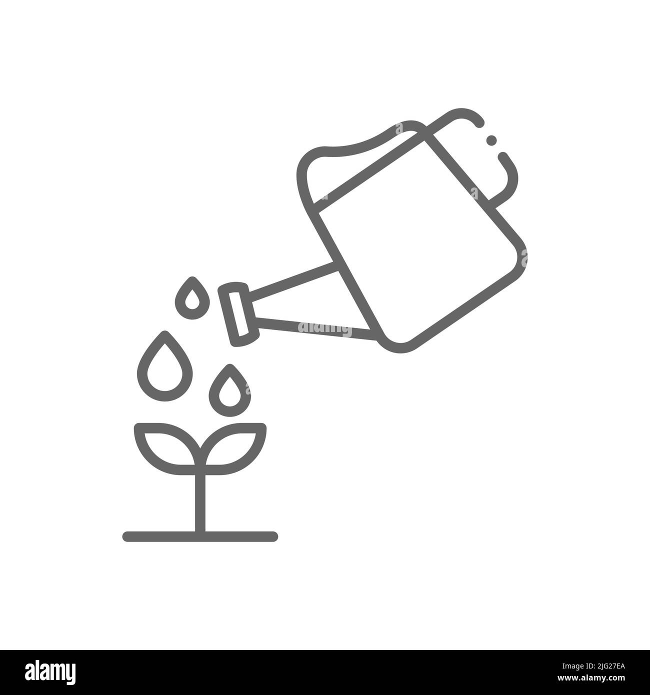 Watering plants outline icon. linear style sign for mobile concept and web design. Garden watering can line vector icon. Symbol, logo illustration. Pi Stock Vector