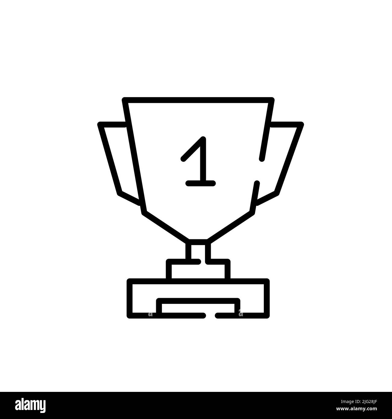 First place shining trophy cup with a star on it. Pixel perfect, editable stroke line icon Stock Vector