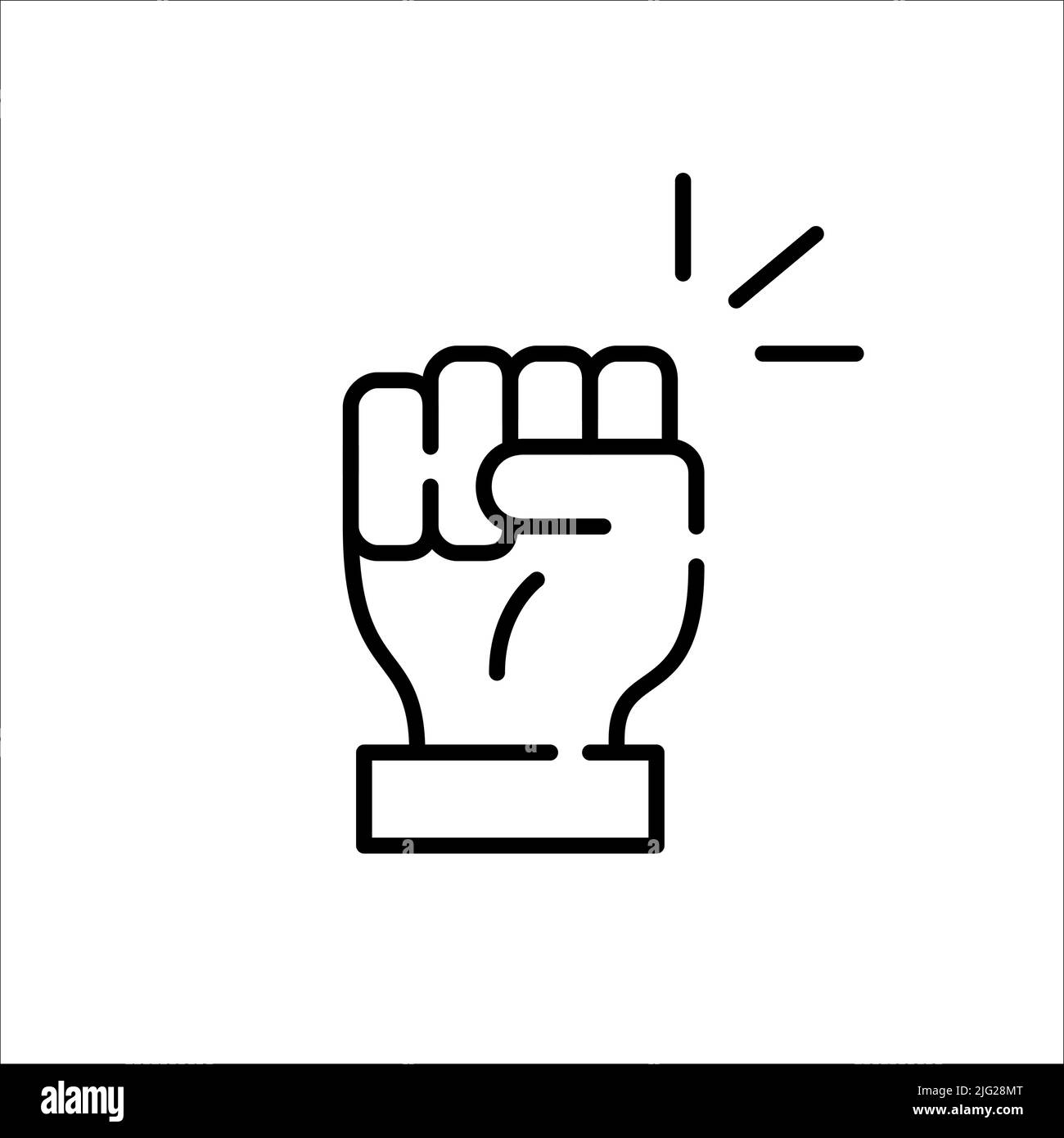 Fist up gesture. Ready to fight and protest to protect rights. Pixel perfect, editable stroke line icon Stock Vector