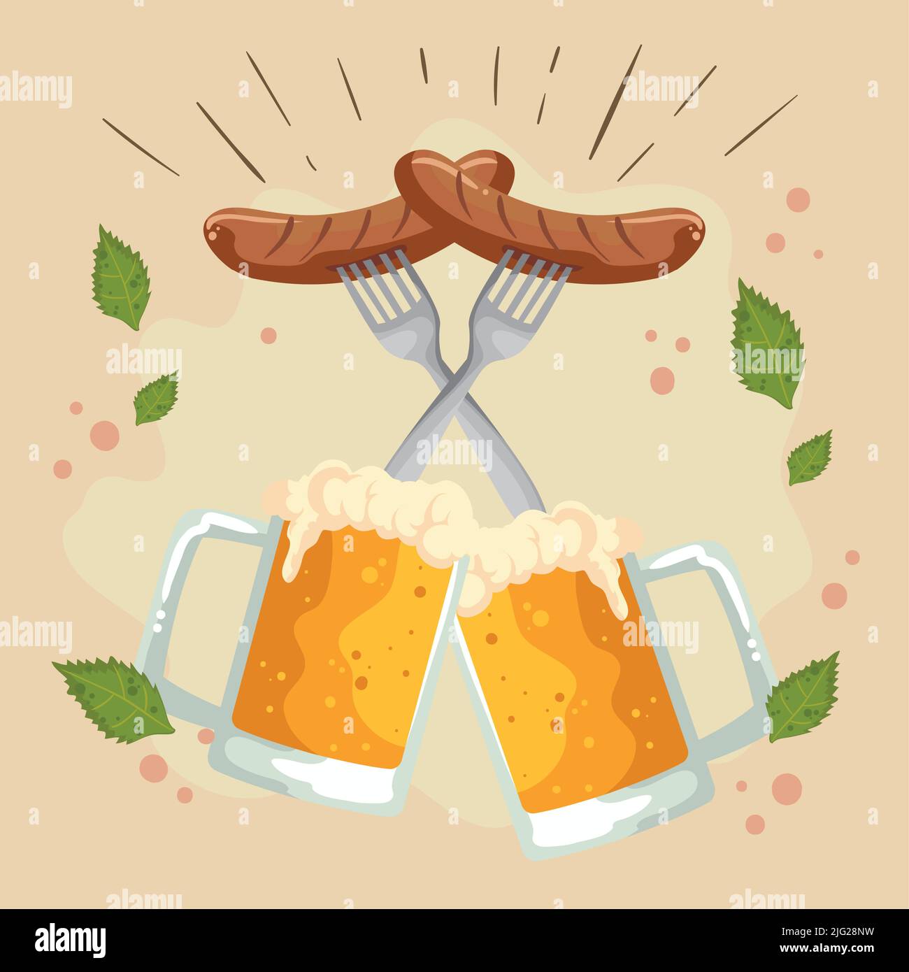 oktoberfest beer and sausages Stock Vector Image & Art - Alamy