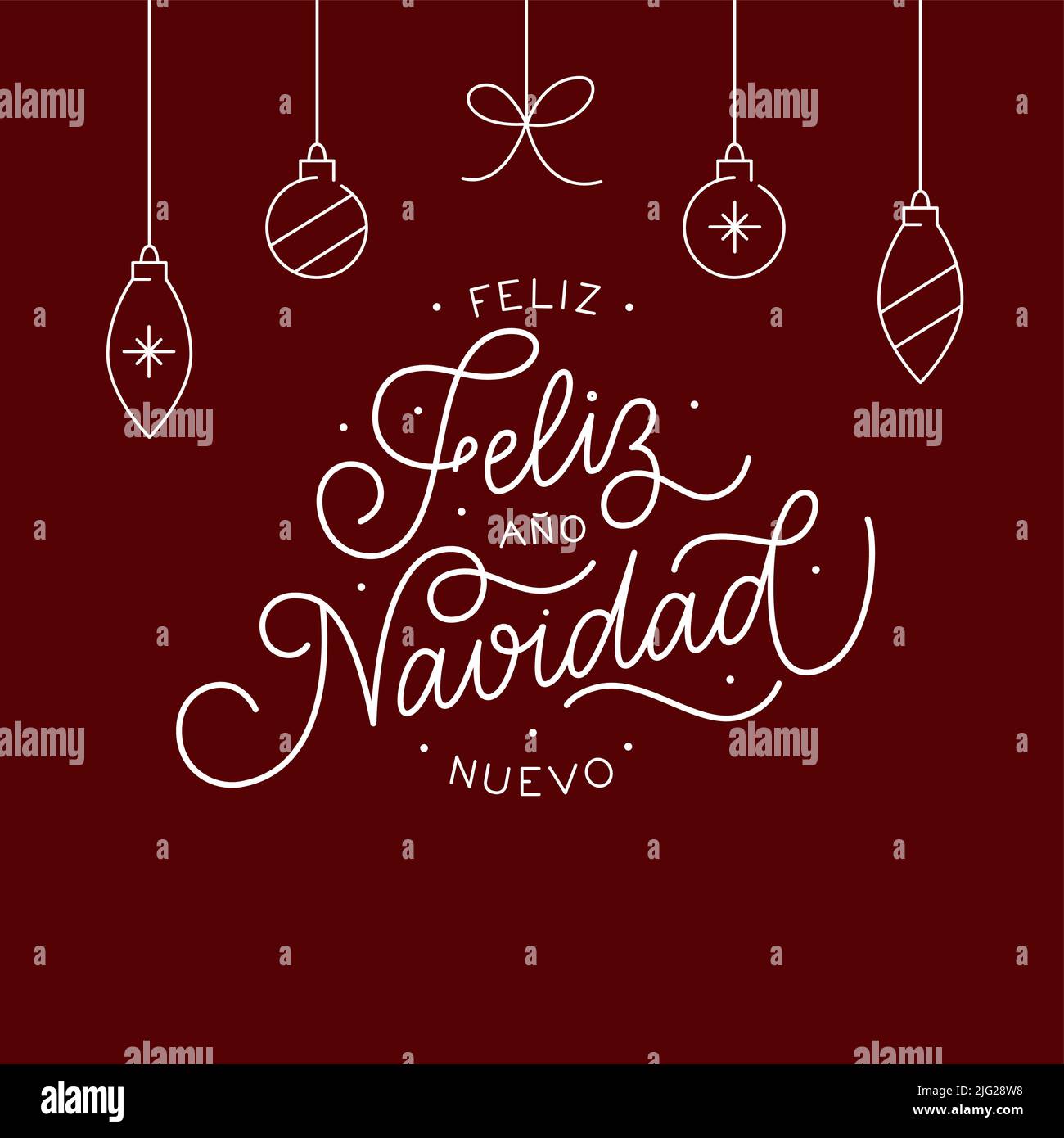 Merry Christmas and Happy New Year in Spanish. Elegant calligraphy