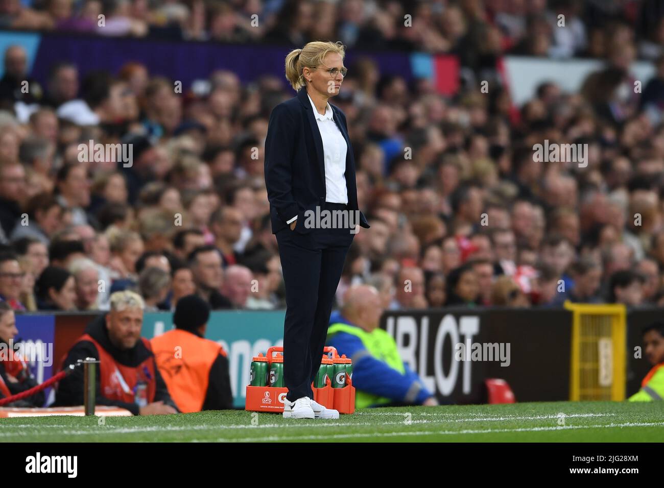 Manchester, UK. 6th July, 2022. Sarina Wiegman Coach (England Women) during the Uefa Women s Euro England 2022 match between England 1-0 Austria at Old Trafford Stadium on July 6, 2022 in Manchester, England. Credit: Maurizio Borsari/AFLO/Alamy Live News Stock Photo