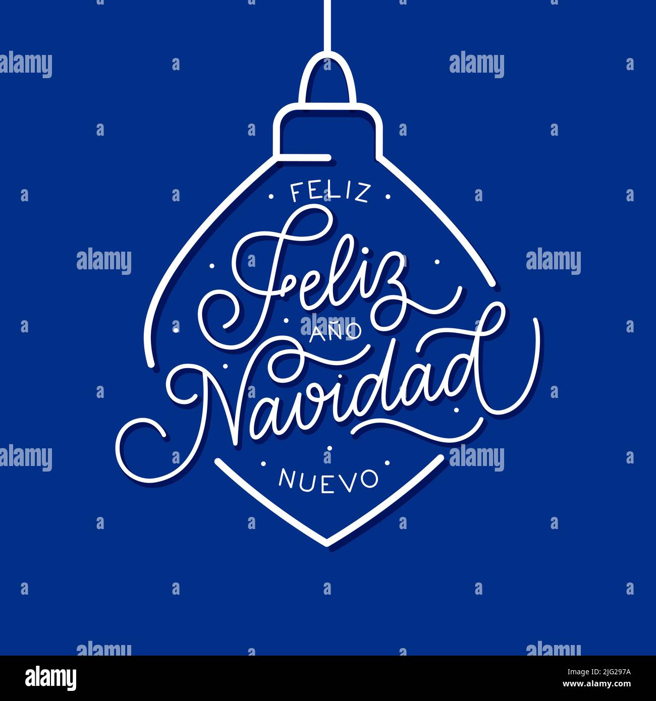 Merry Christmas in Spanish simple calligraphy design for invitation and