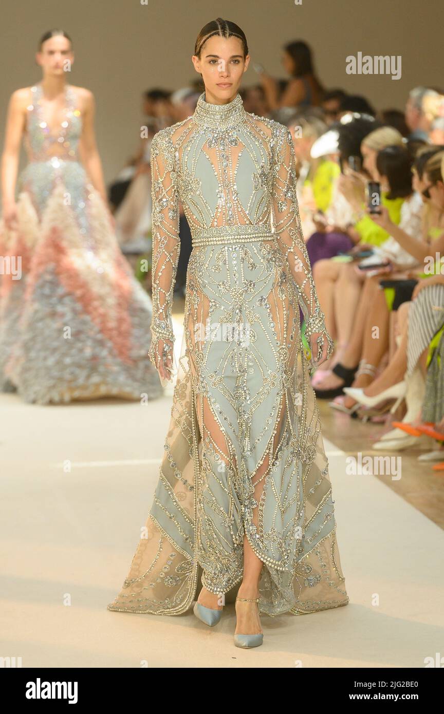 A model walks the runway during the Elie Saab Haute Couture Fall Winter  2022 2023 show