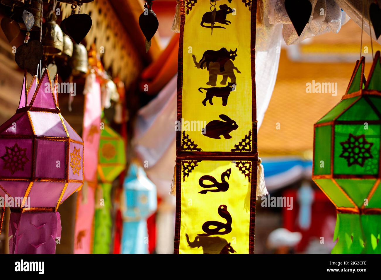 Chiangmai, Thailand January 1, 2022 Vertical yellow flag with