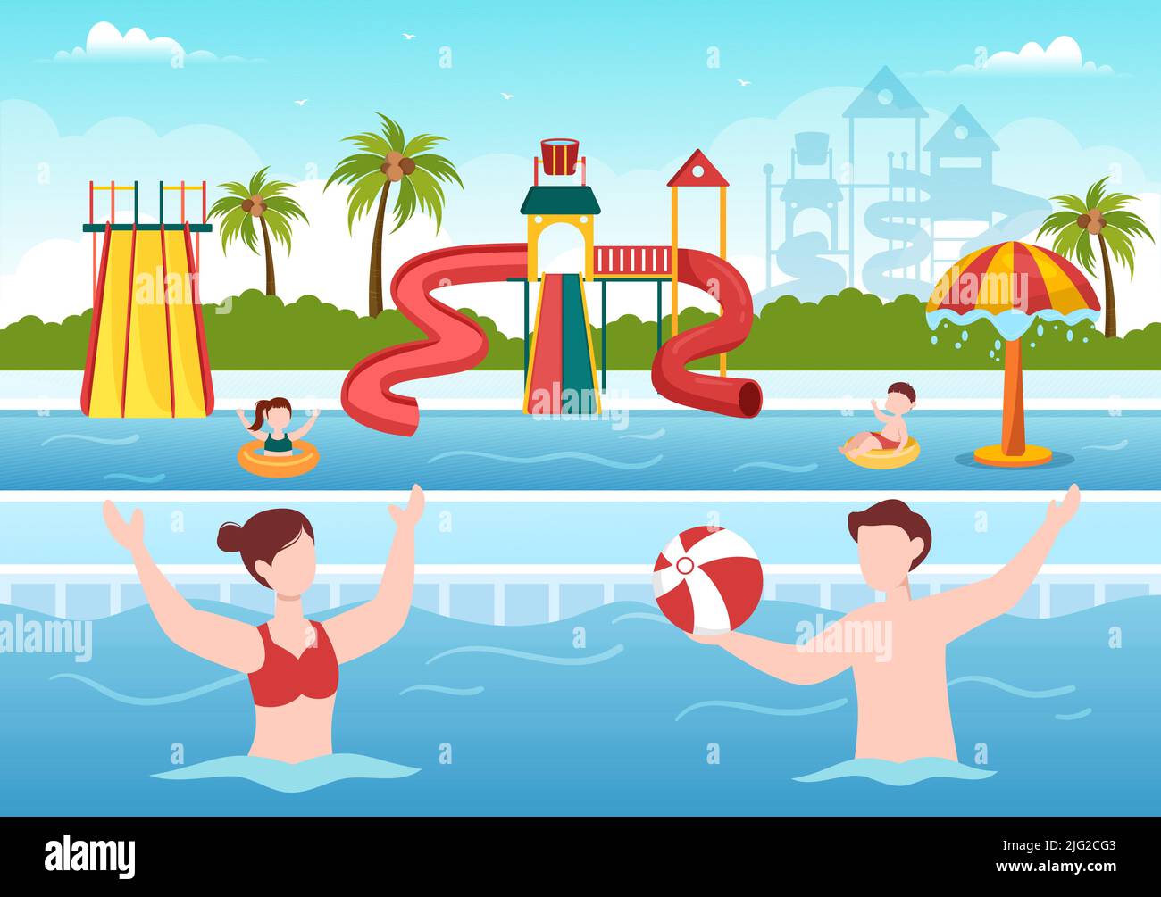 Children water slide splash Stock Vector Images - Alamy