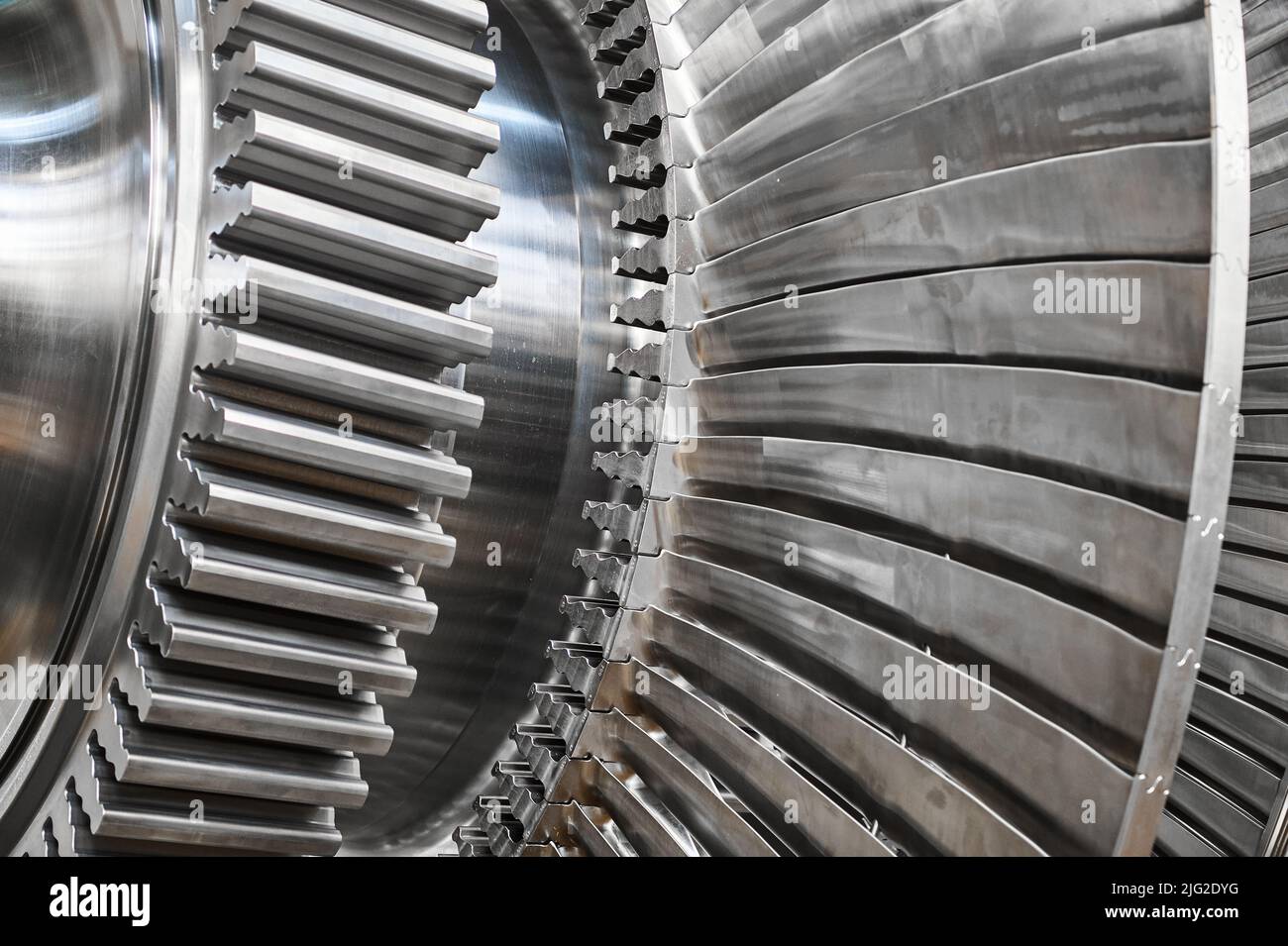Rotor of modern steam turbine in plant closeup Stock Photo Alamy