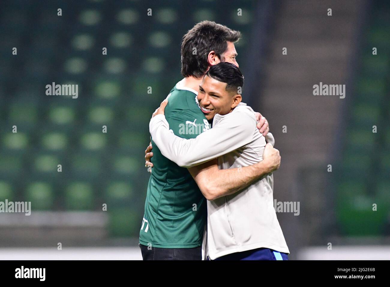 Sao Paulo, Brazil. 23rd Mar, 2022. SP - Sao Paulo - 03/23/2022 - PAULISTA  2022, PALMEIRAS X ITUANO - Rony, a Palmeiras player, celebrates his goal  with players from his team during